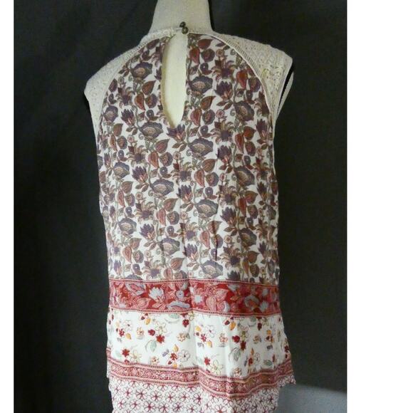 Maeve Anthropology Women's Large Rayon Sleeveless Blouse Crochet Floral - Picture 6 of 8